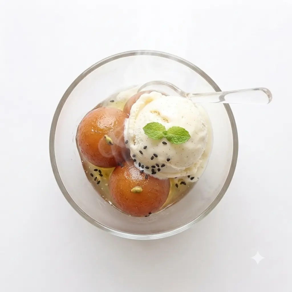 Hot Gulab Jamun With Ice Cream